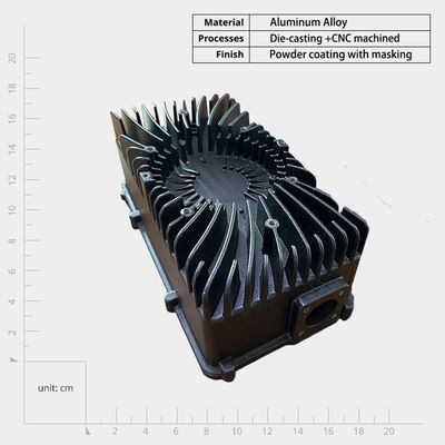 Op maat gemaakte verwerking Aluminium legering Radiator behuizing onderdelen Hoogdruk gieten voor warmteverlies