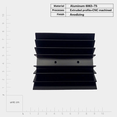 6000 serie Aluminium Extrusie Warmtebak, Zwarte Anodiserende Aluminium Radiator