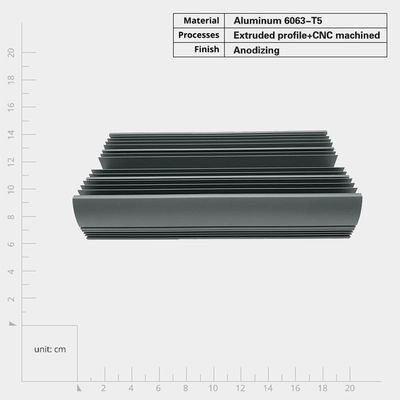 Extrudeerd aluminium warmteafvoerprofiel met een hoog corrosiebestendig anodisatieproces