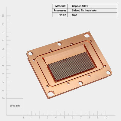Hoge dichtheid koper skiving vin warmtebak Liquid koeling blok CNC bewerking CPU koeler Heatsink